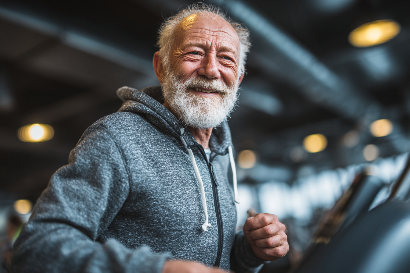 Seniori practicând yoga în aer liber într-un mediu liniștit