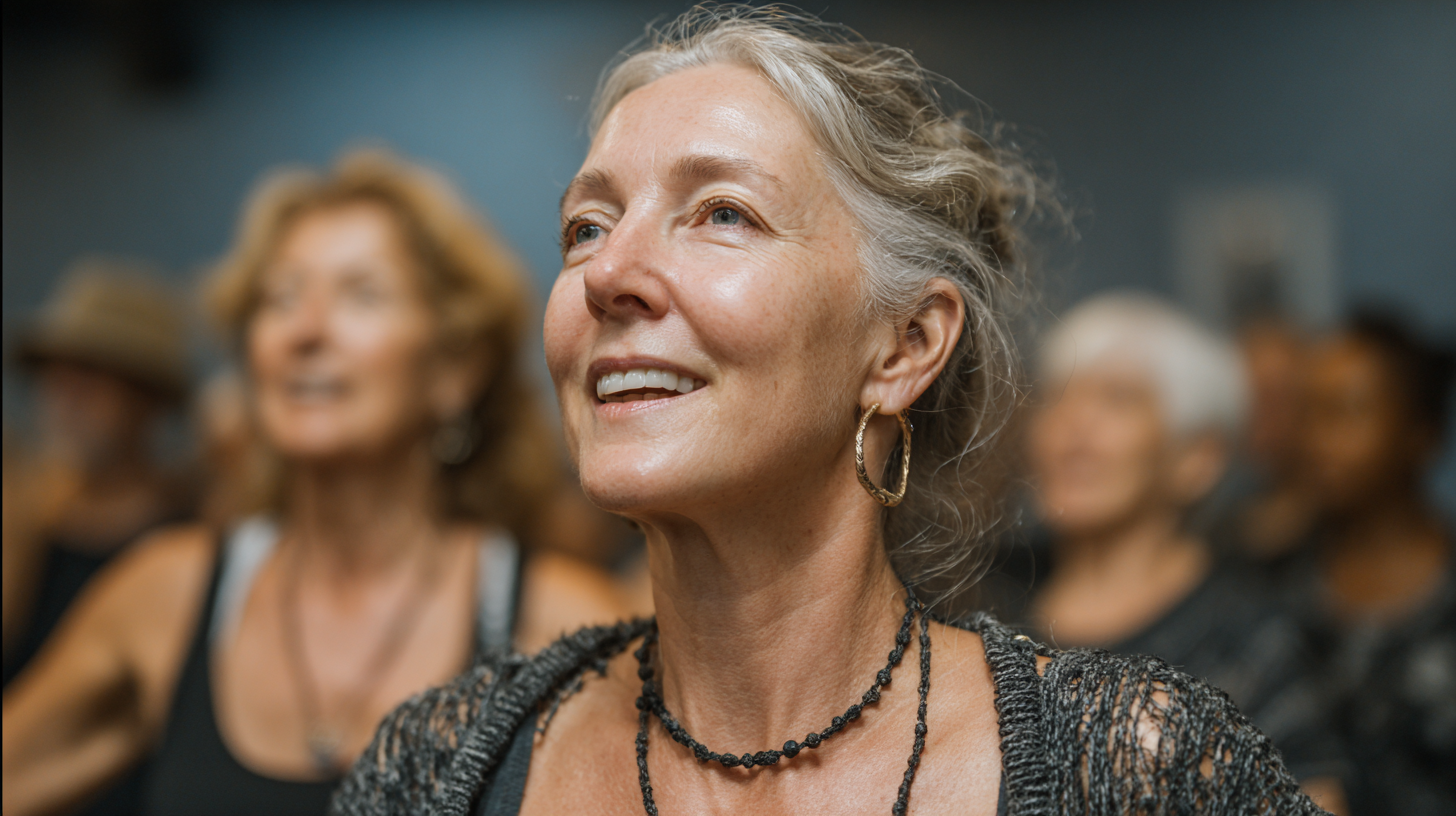 Grup de seniori zâmbitori după o sesiune de yoga relaxantă